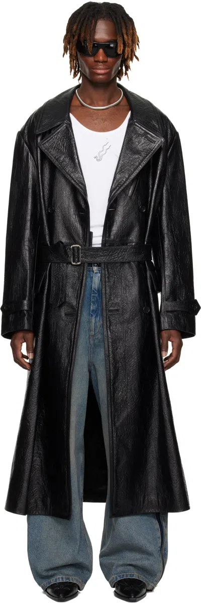 Lu'u Dan Black Jiman Leather Coat In Elephant Black