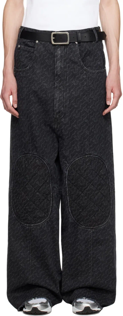 Lu'u Dan Black Knee Patch Jeans In Graphite Black