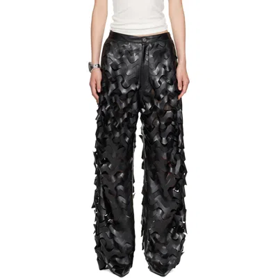 Lu'u Dan Black Laser Cut Faux-leather Trousers
