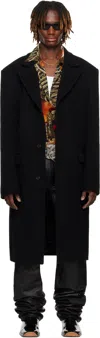 Lu'u Dan Black Melton Coat In Black