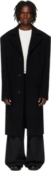 Lu'u Dan Black Melton Overcoat In Black