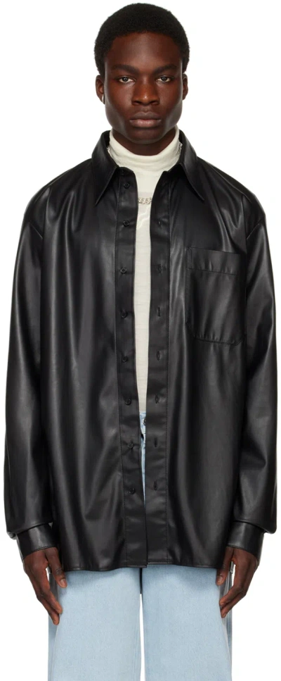 Lu'u Dan Black Oversized Faux-leather Shirt