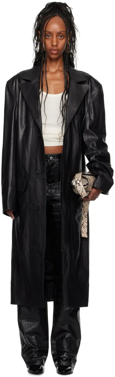 Lu'u Dan Black Oversized Tailored Leather Coat