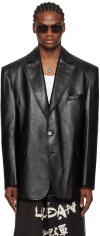 Lu'u Dan Black Oversized Tailored Leather Jacket In Black