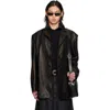 Lu'u Dan Black Oversized Tailored Leather Suit Jacket In Black