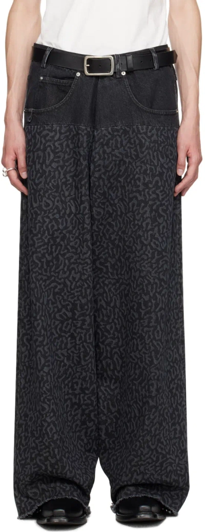 Lu'u Dan Black Pleated Front Jeans In Graphite Black