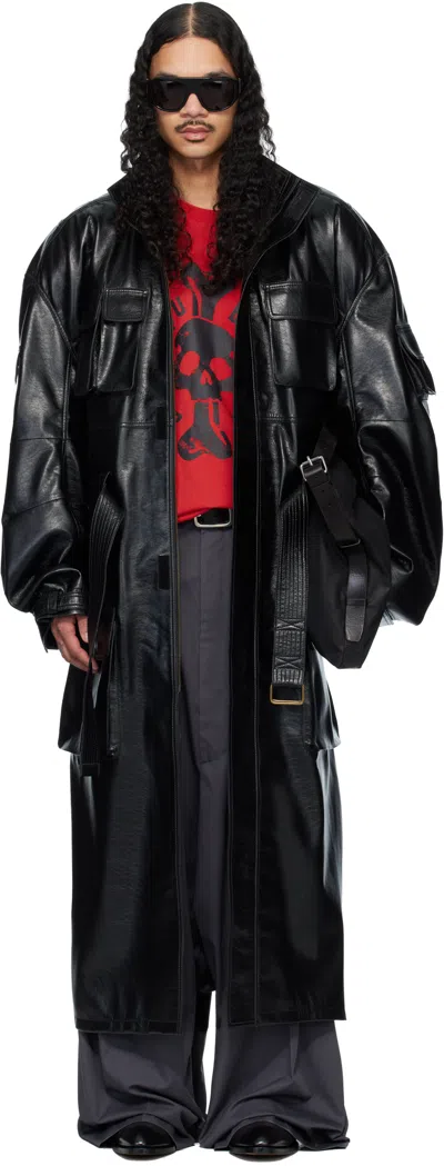 Lu'u Dan Black Ram Cargo Faux-leather Trench Coat