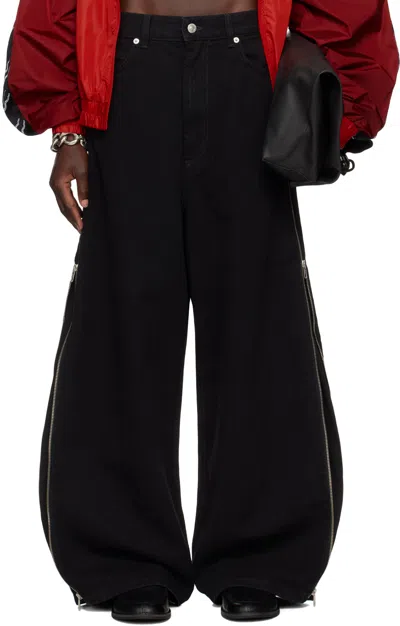 Lu'u Dan Black Side Zip Jeans In Black Rinse