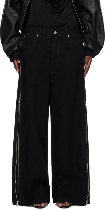 Lu'u Dan Black Side Zip Jeans In Black Rinse