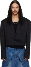 Lu'u Dan Black Slashed Blazer In Black