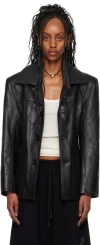 Lu'u Dan Black Slim-fit Creep Leather Jacket In Black