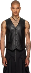 Lu'u Dan Black Tailored Leather Vest In Black
