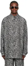 Lu'u Dan Black Tiger Denim Shirt In Black Tiger Jacquard