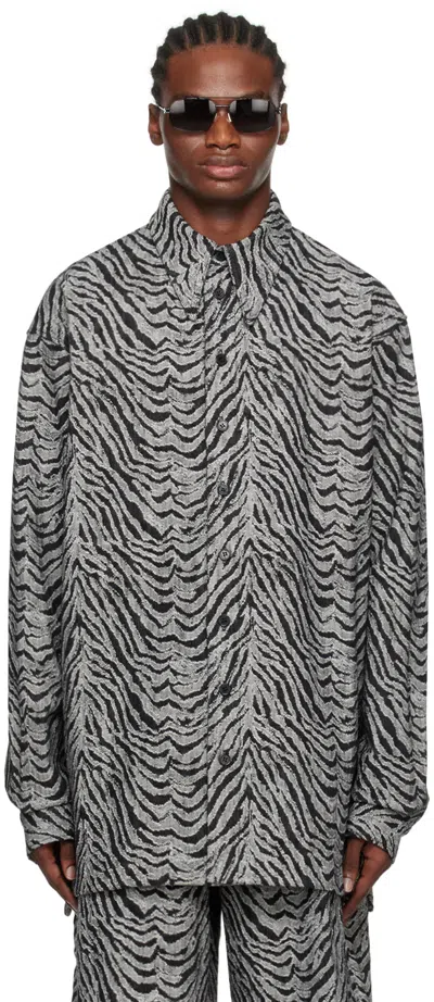 Lu'u Dan Black Tiger Denim Shirt In Black Tiger Jacquard