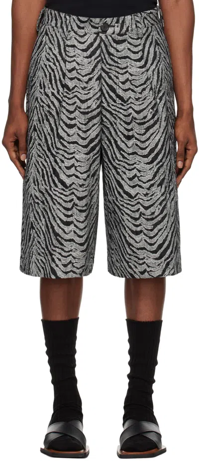 Lu'u Dan Black Tiger Denim Shorts In Black Tiger Jacquard