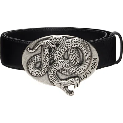Lu'u Dan Black Twisted Snake Cowboy Belt In Brown