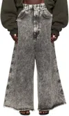 Lu'u Dan Black Wide Cropped Jeans In Acid Black