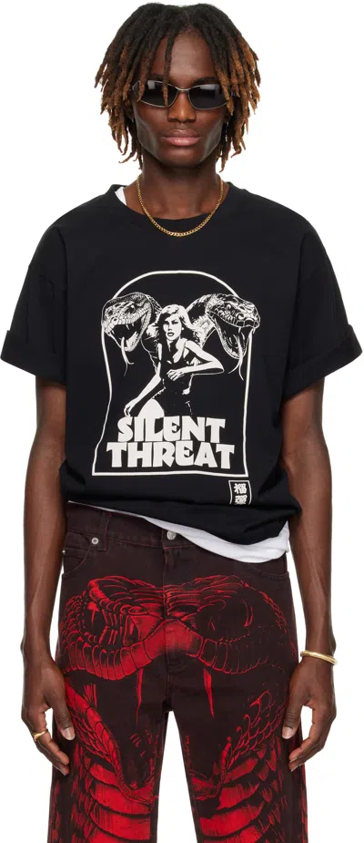 Lu'u Dan Black 'year Of The Snake' Graphic T-shirt In Black / Silent Threa