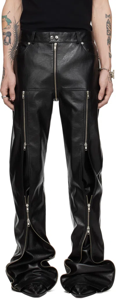 Lu'u Dan Black Zipped Riot 5-pocket Faux-leather Pants