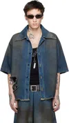 Lu'u Dan Blue Boxy Denim Shirt In Dirty Blue