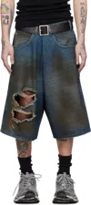 Lu'u Dan Blue Kriss Kross Denim Shorts In Dirty Blue