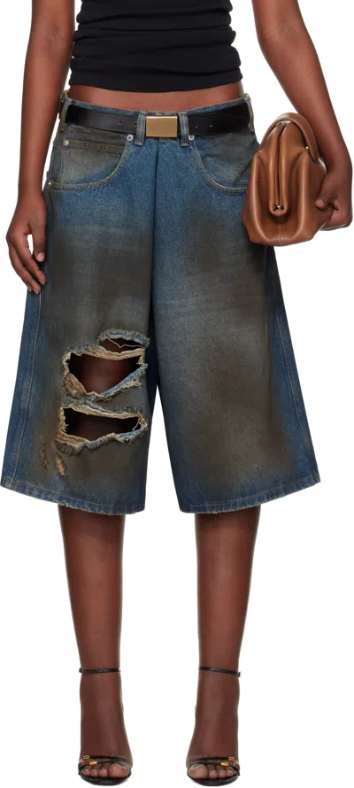Lu'u Dan Blue Kriss Kross Denim Shorts In Dirty Blue