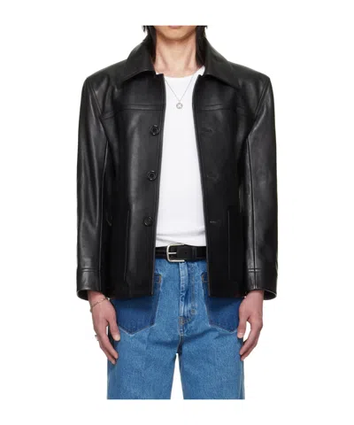 Lu'u Dan Bruce Lee X  Collaboration Creep Collared Leather Jacket In Black