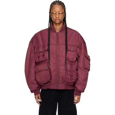 Lu'u Dan Burgundy Aviator Bomber Jacket In Dried Blood