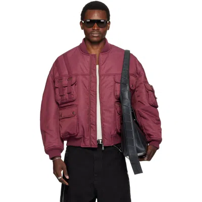 Lu'u Dan Burgundy Aviator Bomber Jacket In Dried Blood