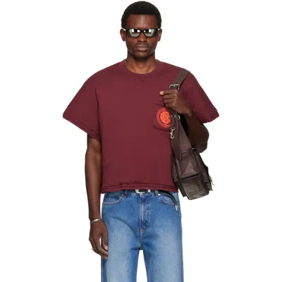 Lu'u Dan Burgundy Wadded Pocket T-shirt In Dried Blood
