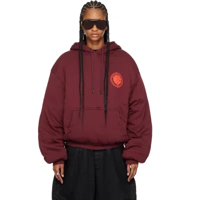 Lu'u Dan Burgundy Wadded Slouch Hoodie In Dried Blood