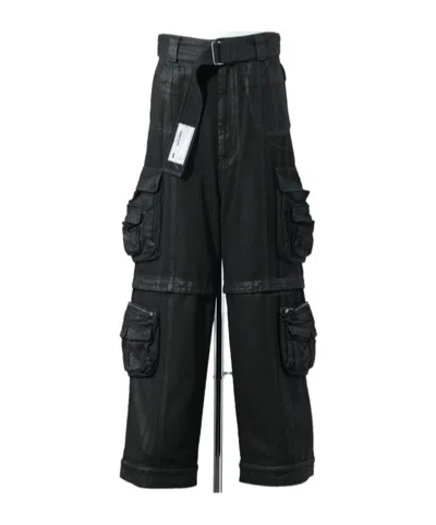 Lu'u Dan Coated Denim Overalls In Black