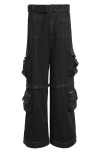 Lu'u Dan Convertible Belted Cargo Jeans In Black