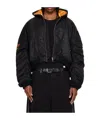 Lu'u Dan Distorted Ma1 Hooded Bomber Casual Jacket In Black