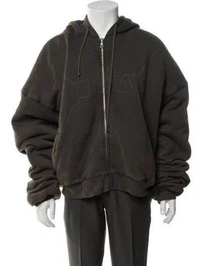 Pre-owned Lu'u Dan Graphic Print Crew Neck Hoodie In Green