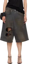 Lu'u Dan Gray Kriss Kross Denim Shorts In Gray