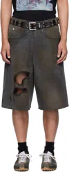 Lu'u Dan Kriss Kross Ripped Denim Shorts In Black