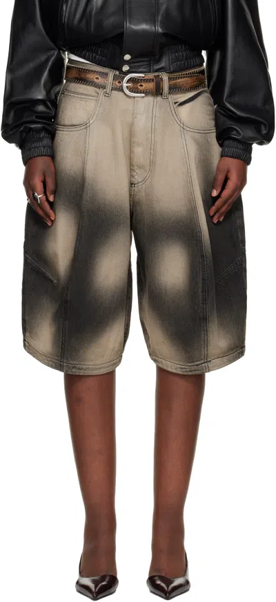 Lu'u Dan Gray Puffa Denim Shorts