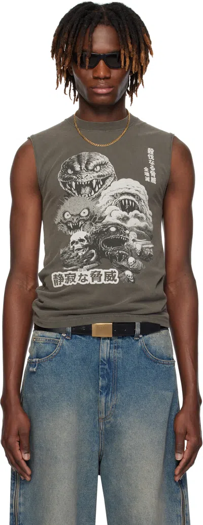 Lu'u Dan Gray Sleeveless T-shirt In Washed Black/demon T