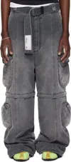 Lu'u Dan Gray Wadded Denim Cargo Pants In Gray