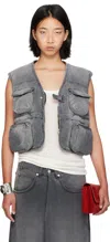 Lu'u Dan Gray Wadded Denim Cargo Vest