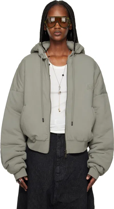 Lu'u Dan Gray Wadded Hoodie In Green