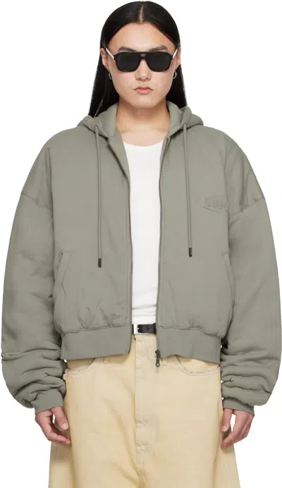 Lu'u Dan Gray Wadded Hoodie In Green