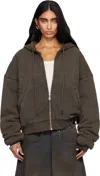 Lu'u Dan Gray Washed Out Zip Up Hoodie In Gray