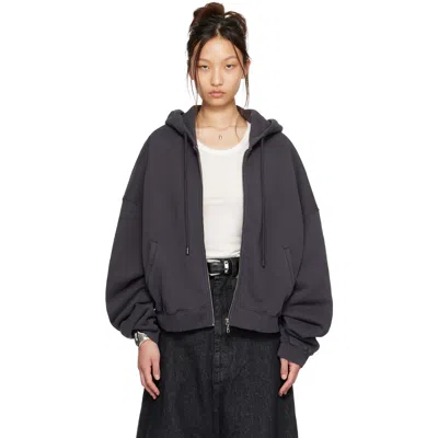 Lu'u Dan Gray Washed Zip Hoodie In Blue