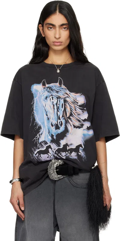 Lu'u Dan Gray 'year Of The Horse' Oversized Concert T-shirt In Black