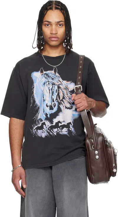 Lu'u Dan Gray 'year Of The Horse' Oversized Concert T-shirt In Black
