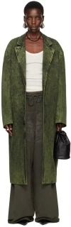 Lu'u Dan Green Crombie Denim Coat In Washed Green