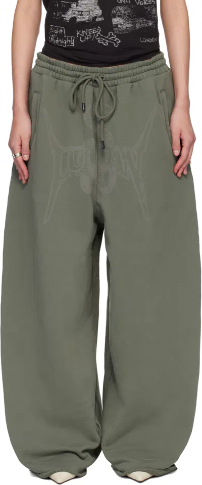 Lu'u Dan Green 'year Of The Horse' Raw-cut Bontan Sweatpants