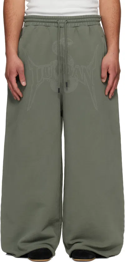 Lu'u Dan Green 'year Of The Horse' Raw-cut Bontan Sweatpants